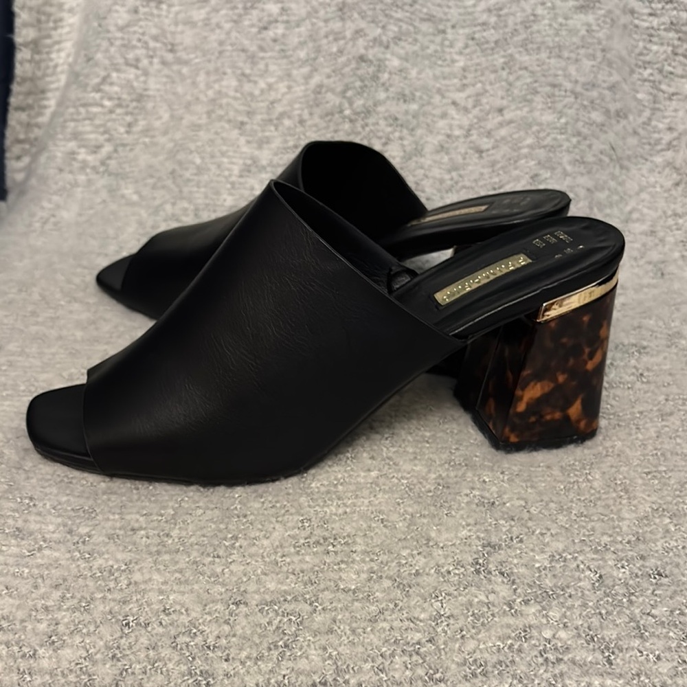Primark Black Mules with Tortoise Block Heel